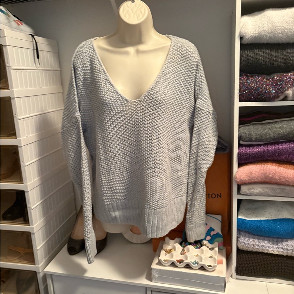 Lucky Brand cotton knit spring/summer weight sweater in sky blue (S)